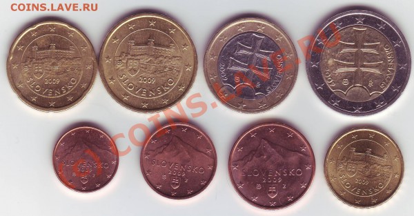 Словакия набор 8 монет евро 2009 до 01.02 - Словакия набор 2.JPG