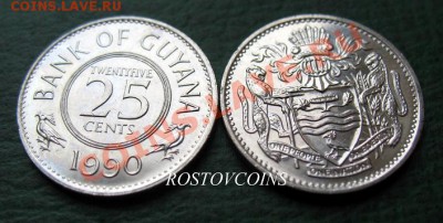 Распродажа остатков иностранных монет - 055. ГАЙАНА 25 центов 1990 г. UNC = 30 (от 10 шт. по 27 руб.).JPG
