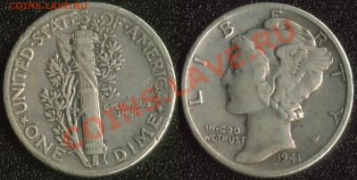 Ag США 1 дайм 1941 до 22:00мск 04.12.13 - Ag США 1 дайм 1941 (150)