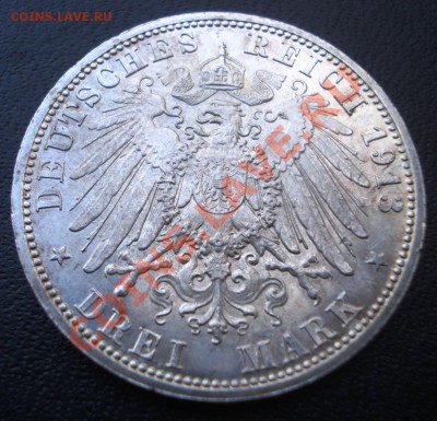 Пруссия 3 марки 1913 г. UNC  до 29.11 - 3 марки реверс 1.JPG