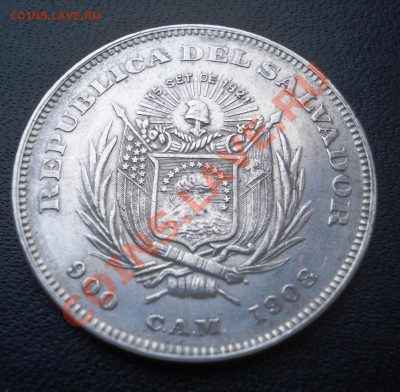 REPUBLICA DEL SALVADOR 1 Песо 1908 г. Колумб - 1 песо реверс 2.JPG