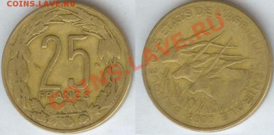 Центральная Африка, 25 франков, 2003г, до 21.00мск 06.12.13 - ЦАР