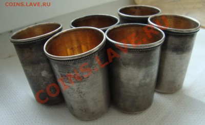 6 стопок, серебро 84 пробы, клеймо СП - W3