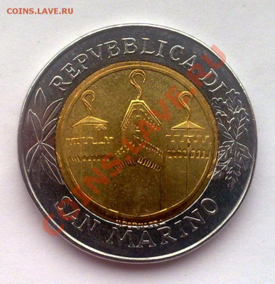 РЕДКИЙ БИМЕТАЛЛ - САН-МАРИНО 500 ЛИР 2001 - 021220139106