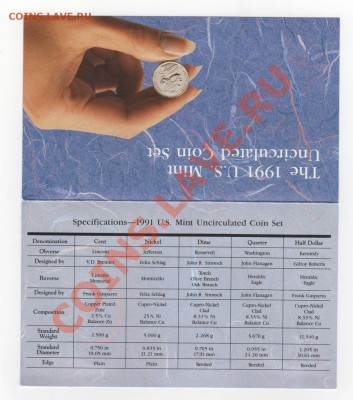 США годовой набор 1991г P&D, до 08.12.13г 22-30мск - 1991004