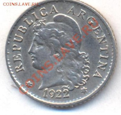Аргентина 5 центаво 1922 г. 06.12.13 г. 22-00 МСК . - Аргентина 5 ц 1922