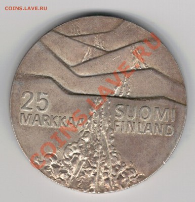 Ag Финляндия 25 марок 1978 Лыжник до 09.12 в 22.00 (7314) - 5-фин25а