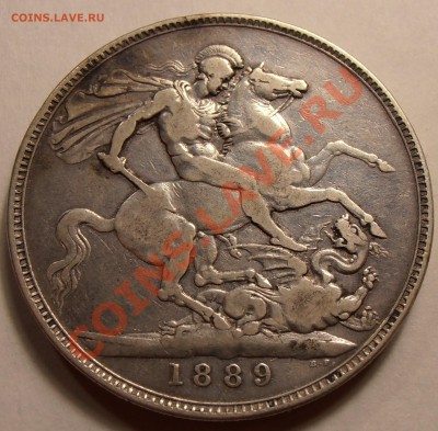 1 крона 1889, GB, Ag. -  до 11.12.2013 в 22-00 Мск - 1 крона 1889-1