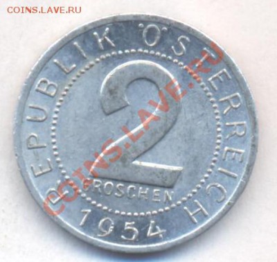 Австрия 2 грошен 1954 г. 13.12.13 г. 22-00 МСК . - Австрия 2 гр 1954