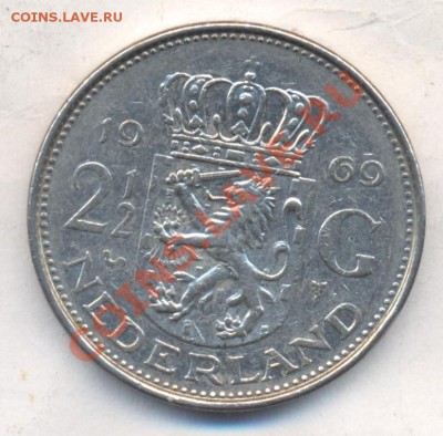 Нидерланды 2,5 гульдена 1969 г. 13.12.13 г. 22-00 МСК . - Голландия 2,5 гульд 1969