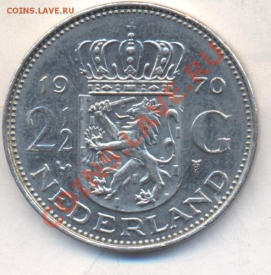 Нидерланды 2,5 гульдена 1970 г. 13.12.13 г. 22-00 МСК . - Голландия 2,5 гульд 1970