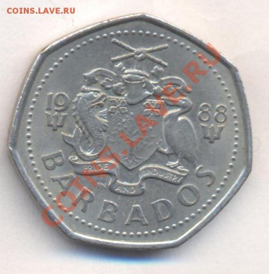 Барбадос 1 доллар 1988 г. 13.12.13 г. 22-00 МСК . - Барбадос 1 д 1988
