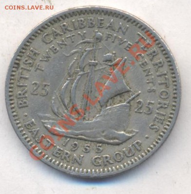 Брит. Карибы 25 центов 1955 г. 13.12.13 г. 22-00 МСК . - Карибы 25 ц 1955