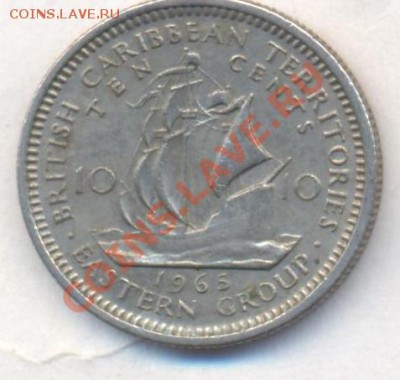 Брит. Карибы 10 центов 1965 г. 13.12.13 г. 22-00 МСК . - Карибы 10 ц 1965
