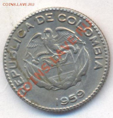 Колумбия 10 центаво 1959 г. 13.12.13 г. 22-00 МСК . - Колумбия 10 ц 1959 1