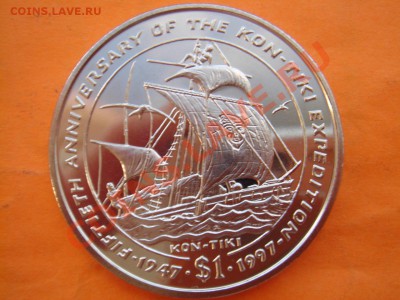 Либерия: доллар 1997 Кон-тики UNC до 17.12.13, 22-00 - Либерия доллар 1997-1.JPG