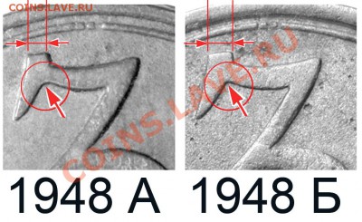 3к. 1948г. правильно определил шт. пару? - 3 копейки 1948 А и Б