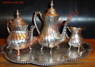 Чайник,кофейник,сливочник, поднос.Латунь посеребрение. - SAM_3038.JPG