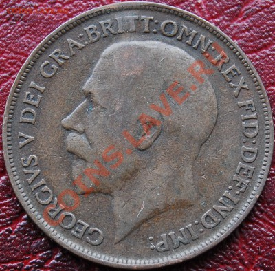 ВЕЛИКОБРИТАНИЯ - 1 пенни 1919 Н - Георг V - до 20 декабря - 057