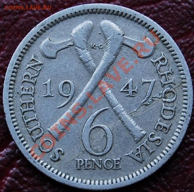 ЮЖНАЯ РОДЕЗИЯ - 6 пенсов 1947 - Георг VI - до 20 декабря - 012