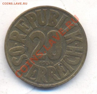 Австрия 20 грошен 1954 г. 16.12.13 г. 22-00 МСК . - Австрия 20 гр 1954