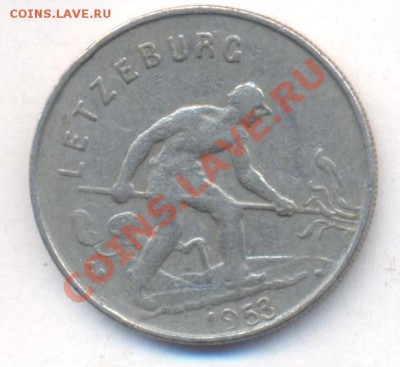 Люксембург 1 франк 1953 г. 16.12.13 г. 22-00 МСК . - Люксембург 1 ф 1953