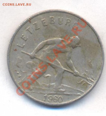 Люксембург 1 франк 1960 г. 16.12.13 г. 22-00 МСК . - Люксембург 1 ф 1960