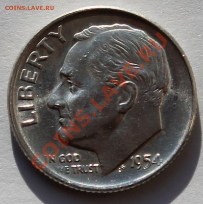 США 1 дайм 1954 D. Серебро. - 5