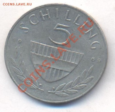 Австрия 5 шиллингов 1969 г. 19.12.13 г. 22-00 МСК . - Австрия 5 ш 1969