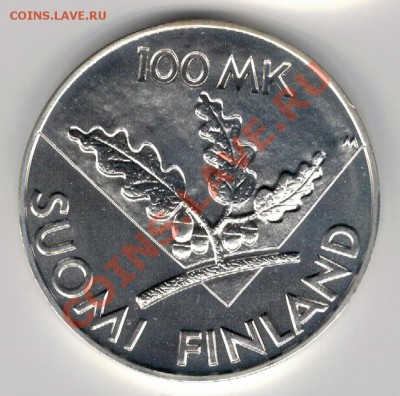 Ag Финляндия 100 марок 1995 Юбилей ООН 23.12 в 22ч (7584) - 5-фин100-95а