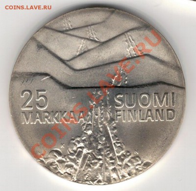Ag Финляндия 25 марок 1978 Лыжник до 23.12 в 22.00 (7576) - 5-фин25а
