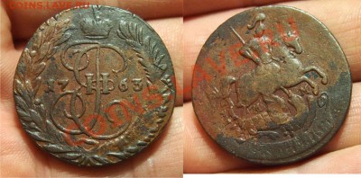 2 копейки 1758-1810 на оценку - 1763 мм
