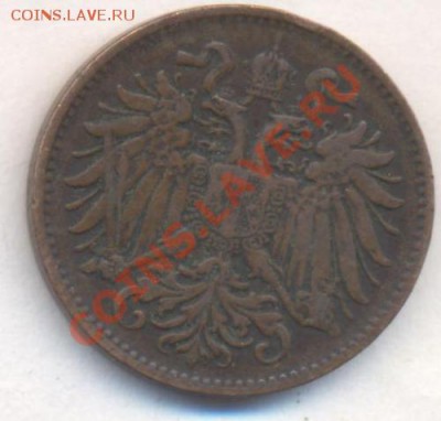 Австрия 2 геллера 1894 г. До 22.12.13 г. 22-00 МСК . - Австрия 2 г 1894 1