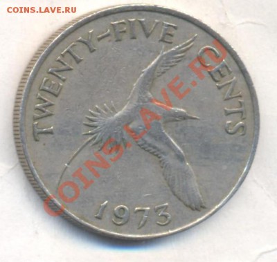 Бермудские о-ва 25 центов 1973 г. До 22.12.13 г. 22-00 МСК - Бермуды 25 ц 1973