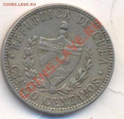 Куба 5 центаво 1920 г.До 22.12.13 г. 22-00 МСК . - Куба 5 ц 1920 1