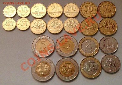 Монеты евро и других стран Европы и мира для обращения в UNC - Литва