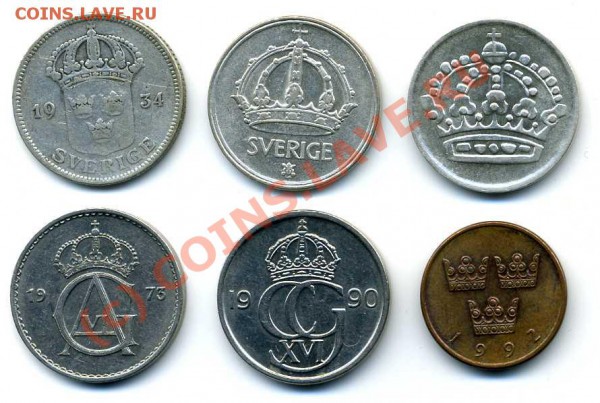 Шведы 50 оре 1934,49,61,73,90,92 до 07.02.20-30 мск. - img383