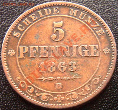 Германия. Саксония_ 5 пфеннигов 1863(В); до 22.12_22.44мск - 6529