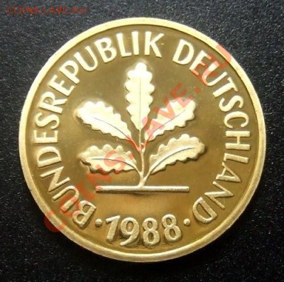 ГЕРМАНИЯ 5 пфеннигов (1988 G) proof до 26.12 (22.00) - Германия 5 пфеннигов (1988 G) А