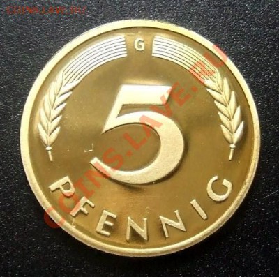 ГЕРМАНИЯ 5 пфеннигов (1988 G) proof до 26.12 (22.00) - Германия 5 пфеннигов (1988 G) Р