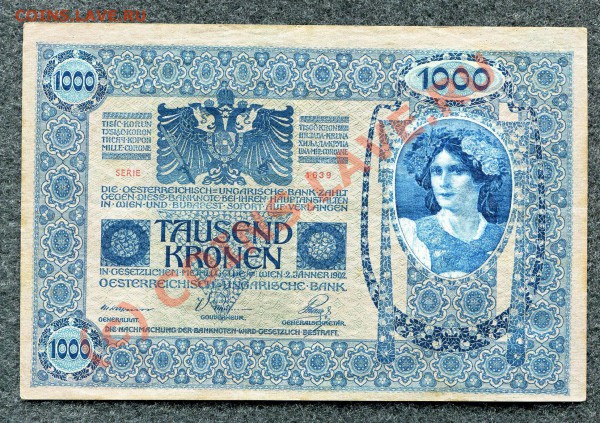 (БОНЫ) Австрия 1000 крон 1902  до 09.02.10 22-00 мос - 157-2