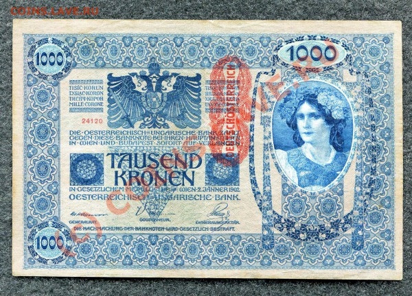 (БОНЫ) Австрия 1000 крон 1902  до 09.02.10 22-00 мос - 157-1