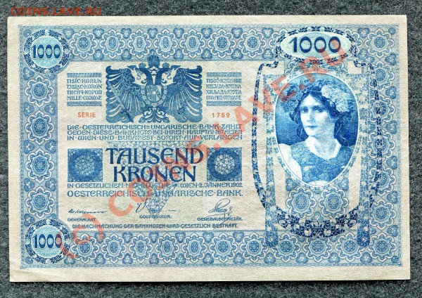 (БОНЫ) Австрия 1000 крон 1902 до 09.02.10 22-00 мос - 160-2