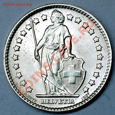 Серебряный швейцарский франк 1964; до 28.12_22.18мск - 7183