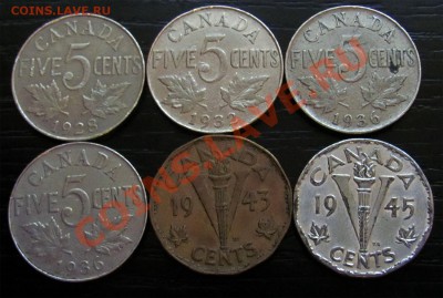 Z80 Канада 5¢ 1928-1945 6 шт. до 03.01 в 22°° - Z80 5c 6 pcs_1