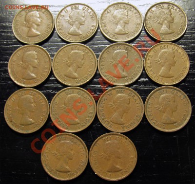 Z82 Канада подборка 1¢ 1954-1955 14 шт. до 03.01 в 22°° - Z82 Canada 1c 17 pcs 1954-55_2