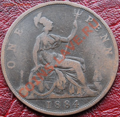 ВЕЛИКОБРИТАНИЯ - 1 пенни 1884 -Виктория-С РУБЛЯ- до 4 января - 552