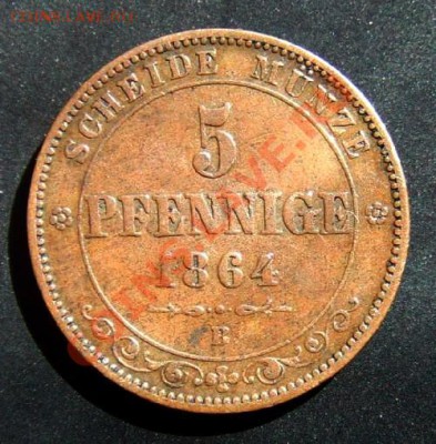 1 - Германия (Саксония) 5 пфеннигов (1864 B) Р