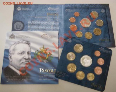 Набор евро Сан-Марино 2012 + 5 евро Джованни Пасколи (серебро) - cartera-2012-san-marino-interior-2