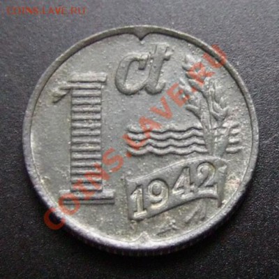 НИДЕРЛАНДЫ 1 цент (1942) цинк до 06.01 (22.00) - Нидерланды 1 цент (1942) цинк №3 Р